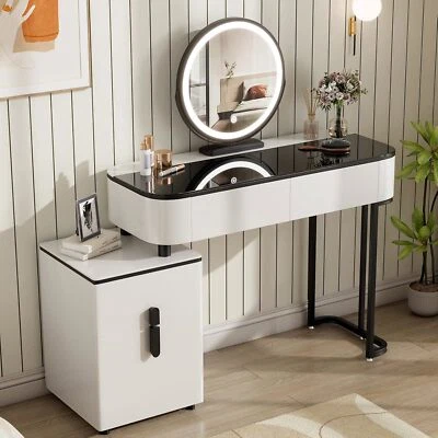 Dressing Table With LED Lights Dimmable Mirror Vanity Makeup Table 5 Drawers UK - Image 1 of 4