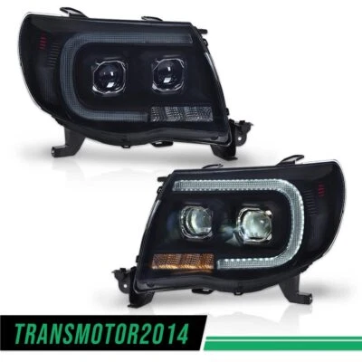 LED Tube projector Headlights Headlamps Black Smoked Fit For 05-11 Toyota Tacoma - Image 1 of 4