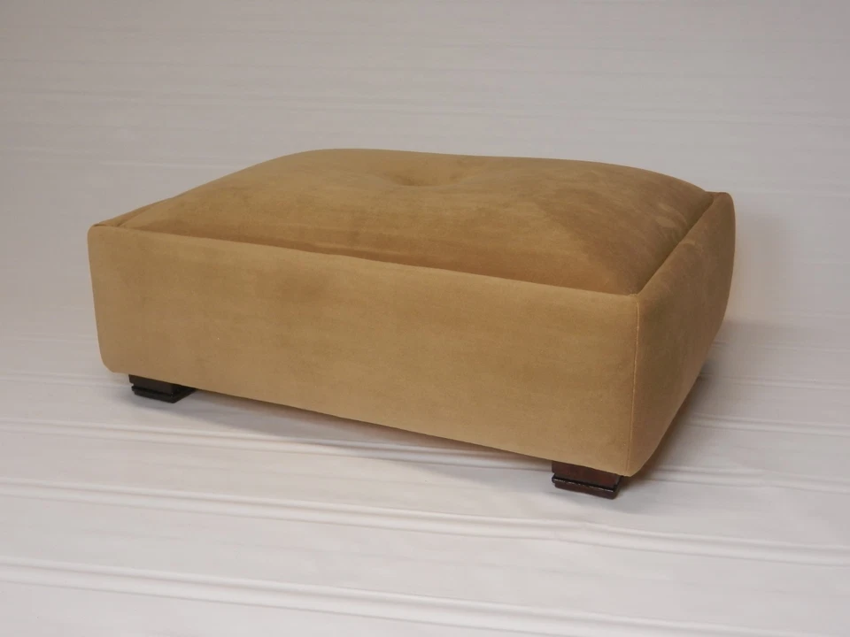 Large Tufted Suede Footstool Available In 7 Colors - Image 1 of 4