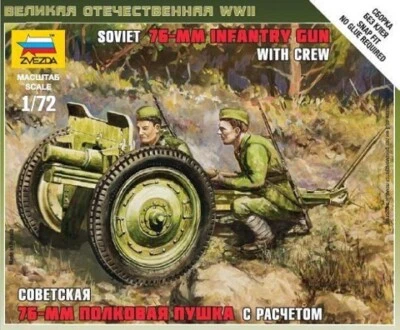 Pistola soviética Zvezda 1:72 76 mm con tripulación ~ Kit a presión Foto 1 de 3