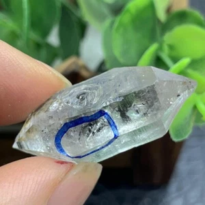 Rare TOP Natural Clear Herkimer diamond Crystal gem+Moving graphite droplets 10g - Picture 1 of 11