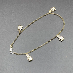 MASSIVES GELBGOLD 4 ELEFANTEN DIAMANT GLIEDER KNÖCHELARMBAND DAMEN 10" FUSSKETTCHEN ECHT - Bild 1 von 6