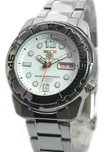 SEIKO 5 Sports SNZF03K1 Automatic Watch DayDate 7S36 Steel White 100m Baby Tuna - Picture 1 of 6