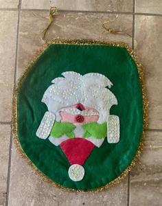 Vintage Santa Christmas Card Holder  Felt Sequins Mail Bag Santa Mail Pouch Felt - Picture 1 of 10