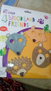 Wilko let's create children's craft set, 4 x woodland friends mask's to colour. - Picture 1 of 2