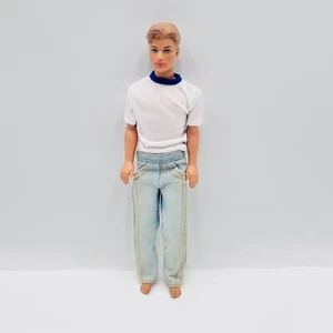 Mattel Ken Doll Body 1968 Head 2007 Head Molded Hair Blue Eyes Jeans Boyfriend - Picture 1 of 9