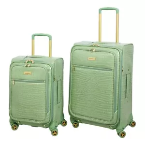 *Samantha Brown 2-piece Summer Croco 22" Carry-On & 26" Spinner Set - Sage Green - Picture 1 of 3