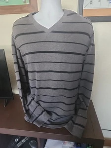 Men's Faded Glory Black Striped Sweater Size 2XL - Bild 1 von 5