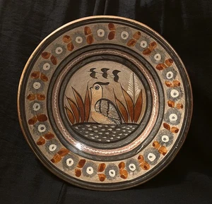 Vintage Tonala mexikanische Wachtel in Schilf Codorniz Volkskunst Teller Kiefer Harz versiegelt  - Bild 1 von 4