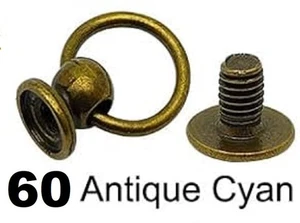 60 pc Set Screwback Round Head Rivets with Pull Ring Studs Craft Leather Clothes - Picture 1 of 4