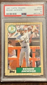 1987 Topps negociado #52T Reggie Jackson Hof PSA 10 gemas como nuevo Oakland A’s - Imagen 1 de 2