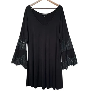 Lane Bryant Plus Size Black Dress with Lace Bell Sleeves 18/20 Whimsigoth - Picture 1 of 9