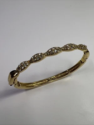 Pulseira articulada SWAROVSKI CRISTAL TOM DOURADO STRASS PAVÊ ~CISNE CLÁSSICO - Imagem 1 de 4