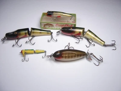 LOT OF 5 VINTAGE CREEK CHUB FISHING LURES JOINTED PIKIE INJURED MINNOW DARTER - Image 1 of 4