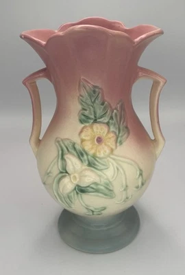 Vtg HULL Art Pottery 2 Handled Floral WILDFLOWER Vase 9-1/2"  W-13-9-1/2 1946-47 - Image 1 of 4