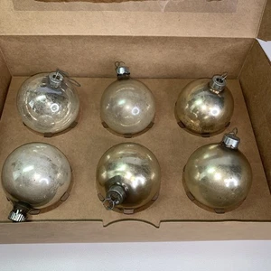 6 Vintage USA Quecksilber Glas Christbaumschmuck 3 Silber 3 Gold 2" DiA - Bild 1 von 9