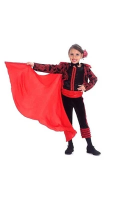 VESTIDO FANTASIA MATADOR ESPANHOL LUTADOR DE TOUROS CRIANÇA MENINAS FANTASIA SEMANA DO LIVRO HALLOWEEN - Imagem 1 de 2