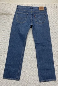 Levis 501 Jeans Men’s 36 Aprx 35x32 Original Blue Denim Button Fly Straight Fit - Picture 1 of 10