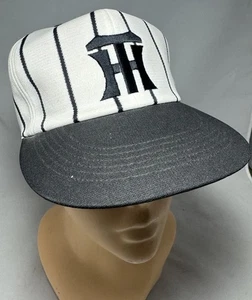 Vintage Hanshin Tigers Hat Adjustable White & Black Pinstripe Strap-Back Cap - Picture 1 of 14