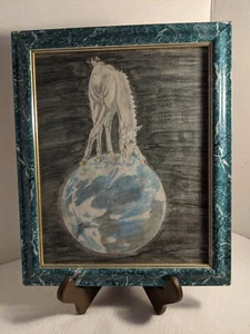 Original Artwork By Dawn Fessenden Unicorn On Top Of The World - Framed (1995) - Picture 1 of 2