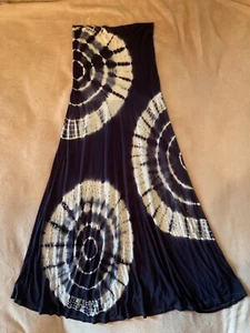 INC International Concepts Navy Blue Tie-Dyed Convertible Skirt Dress Sz M - Picture 1 of 7