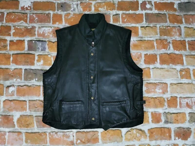 Chevignon Vintage Moto Cuero Chaleco Bonds Salvar Negro Casual Talla: XL Tip Top - Imagen 1 de 4