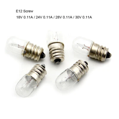 E12 Screw Instrumentation Indicator Light Bulbs 18V 24V 28V 30V 0.11A 12mmx31mm - Image 1 of 4