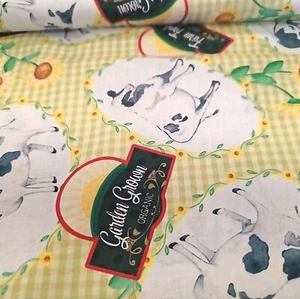 Down On The Farm  Cotton Fabric Benartex Cows Gingham Check By The Yard  - Picture 1 of 2