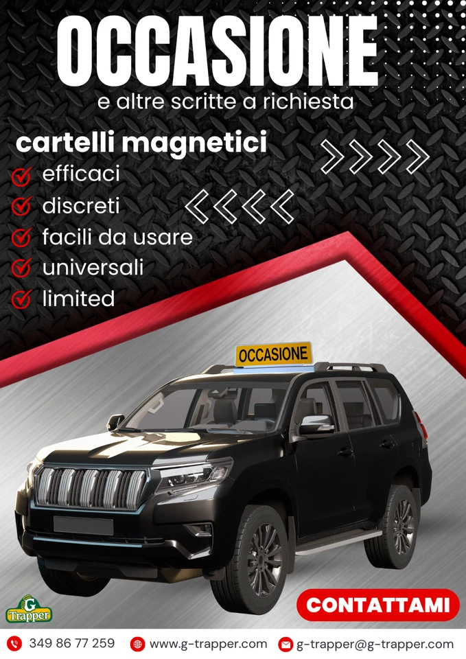 Cartelli per tetto auto magnetici OCCASIONE bifacciali rinforzati effetto smalto - Immagine 1 di 1