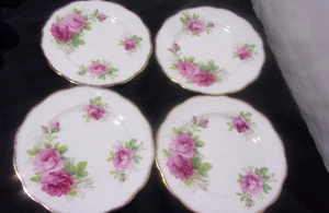 [LOT OF 4] Royal Albert American Beauty Bone China 8”~ Salad Plates~ England - Picture 1 of 9