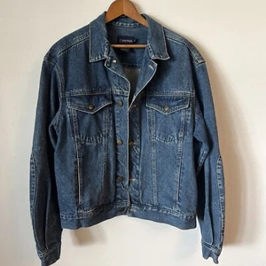 Vintage 90s Calvin Klein Dark wash Jean Jacket Men’s M Button Double Pocket - Picture 1 of 14