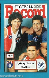 #NN. AUSTRALIAN RULES FOOTBALL RECORD, SYDNEY SWANS V CARLTON 31/7-2/8/1992 - Picture 1 of 1