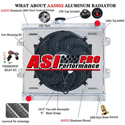 3ROW Radiator+Shroud+Fan+Relay For 84-95 Toyota Pickup DLX 4 Runner SR5, 2.4L l4 - Изображение 1 из 4