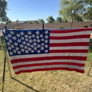 Manta afgana patriótica vintage tejida a mano con bandera americana 57X33 - Imagen 1 de 7