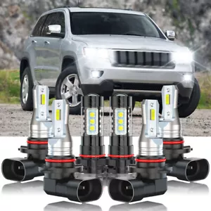 For Jeep Grand Cherokee 2011 2012 2013 6000K LED Headlight + Fog Light Bulbs Kit - Picture 1 of 16