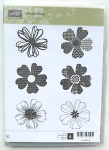 Well Used 6pc Floral Rubber Stamp Set "Flower Shop" by Stampin Up! Unmounted - Picture 1 of 3