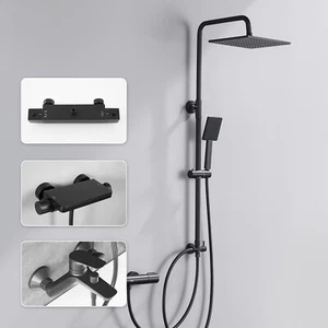 Duschsystem Schwarz Regendusche Duschset mit Handbrause Duscharmatur Dusche Kopf - Bild 1 von 21