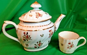 18TH CENTURY Camberlains Worcester c 1790. SMALL TEAPOT + COFFEE CAN / CUP - Picture 1 of 24