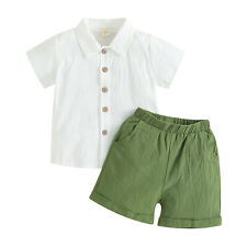 Toddler Boys Summer Outfits, Button Down Lapel Shirt + Shorts Set Casual New