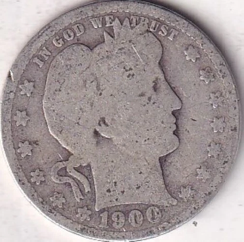 1900 SILVER Barber Quarter - G - #233 - BEAUTIFUL COLOR - BEAUTIFUL COIN Cover