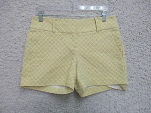 Ann Taylor Shorts 0 Womens Yellow Check Chino Pockets Casual Modern Fit Cotton - Picture 1 of 9