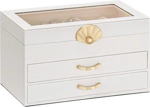Schmuckkästchen mit 2 Schubladen: Display Organizer für Ohrringe Halsketten - Geschenk für - Bild 1 von 9