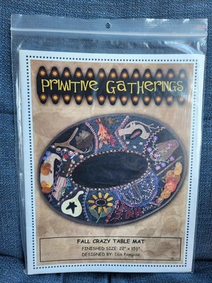 Primitive Gatherings by Lisa Bongean Fall Crazy Table Mat Pattern PRI-476 NEW - Image 1 of 2