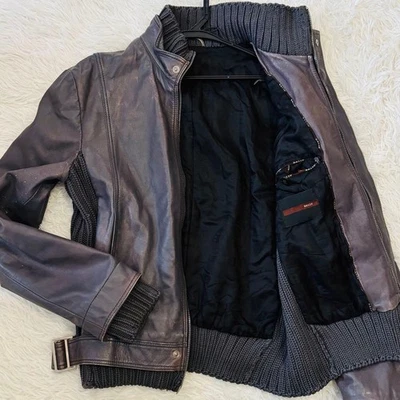 BALLY Leather Jacket Men’s Charcoal Gray Lambskin Size 46 Used - Image 1 of 4