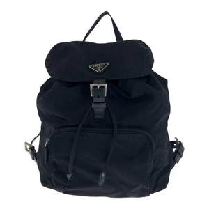 PRADA Tessuto Triangle with logo Backpack Backpack Black Black Nylon - Picture 1 of 10