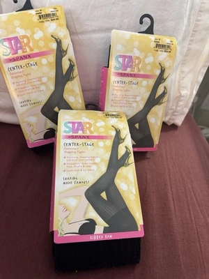 3 novas meias-calças modeladoras estampadas Spanx com nervuras tamanho D (5'-6'.  165 a 220 lb) preto - Imagem 1 de 4