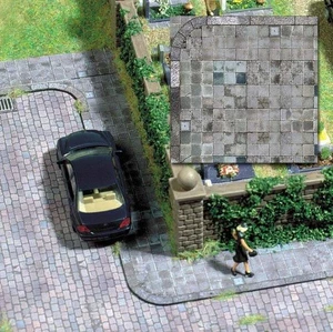 Busch 7418 Concrete Plaving Slabs Card Sheet 210mm x 148mm (Pk2) HO OO Gauge - Picture 1 of 1