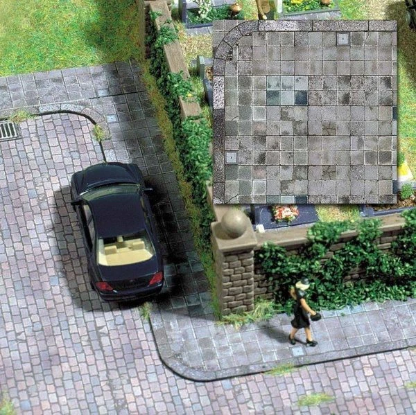 Busch 7418 Concrete Plaving Slabs Card Sheet 210mm x 148mm (Pk2) HO OO Gauge - Image 1 of 1