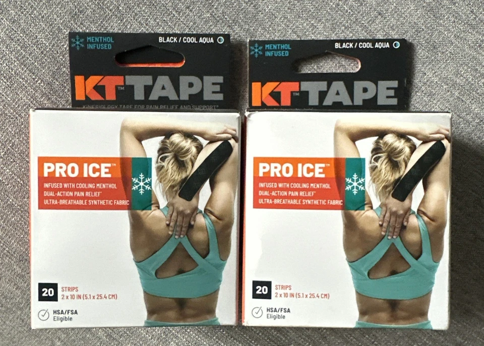 2 PACK - KT Tape Elastic Kinesiology Therapeutic Tape Pro Ice 20 Strips NEW - Image 1 of 1