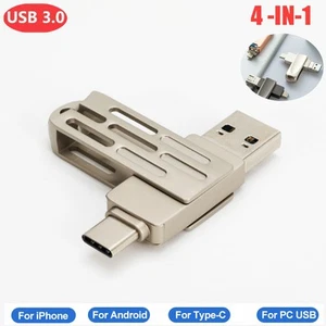 USB Flash Drive Memory Stick for iPhone iPad External Storage 4 in1 USB 3.0 2TB - Afbeelding 1 van 10